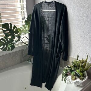 Donna Karan Black Open-Front Linen Cardigan EUC Sz XL